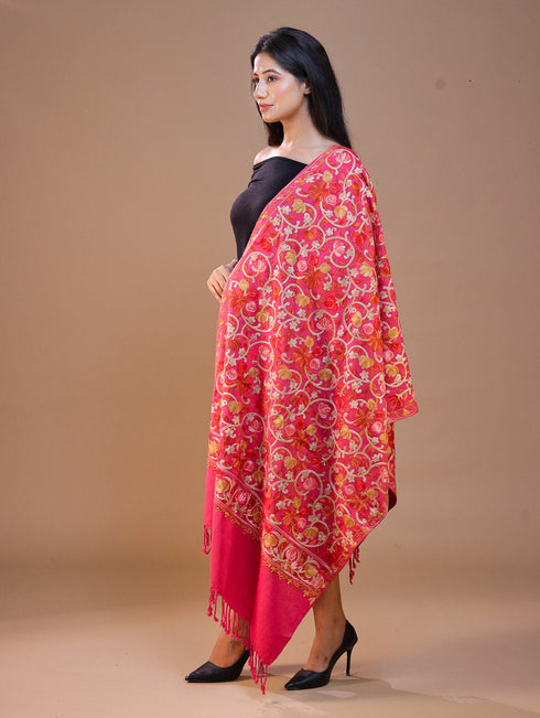 Women's Aari Embroidered Wool Stole
